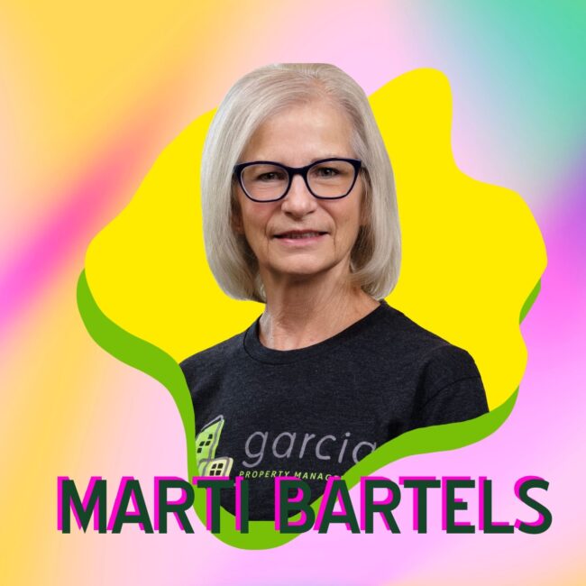"Marti Bartels" superimposed over her headshot